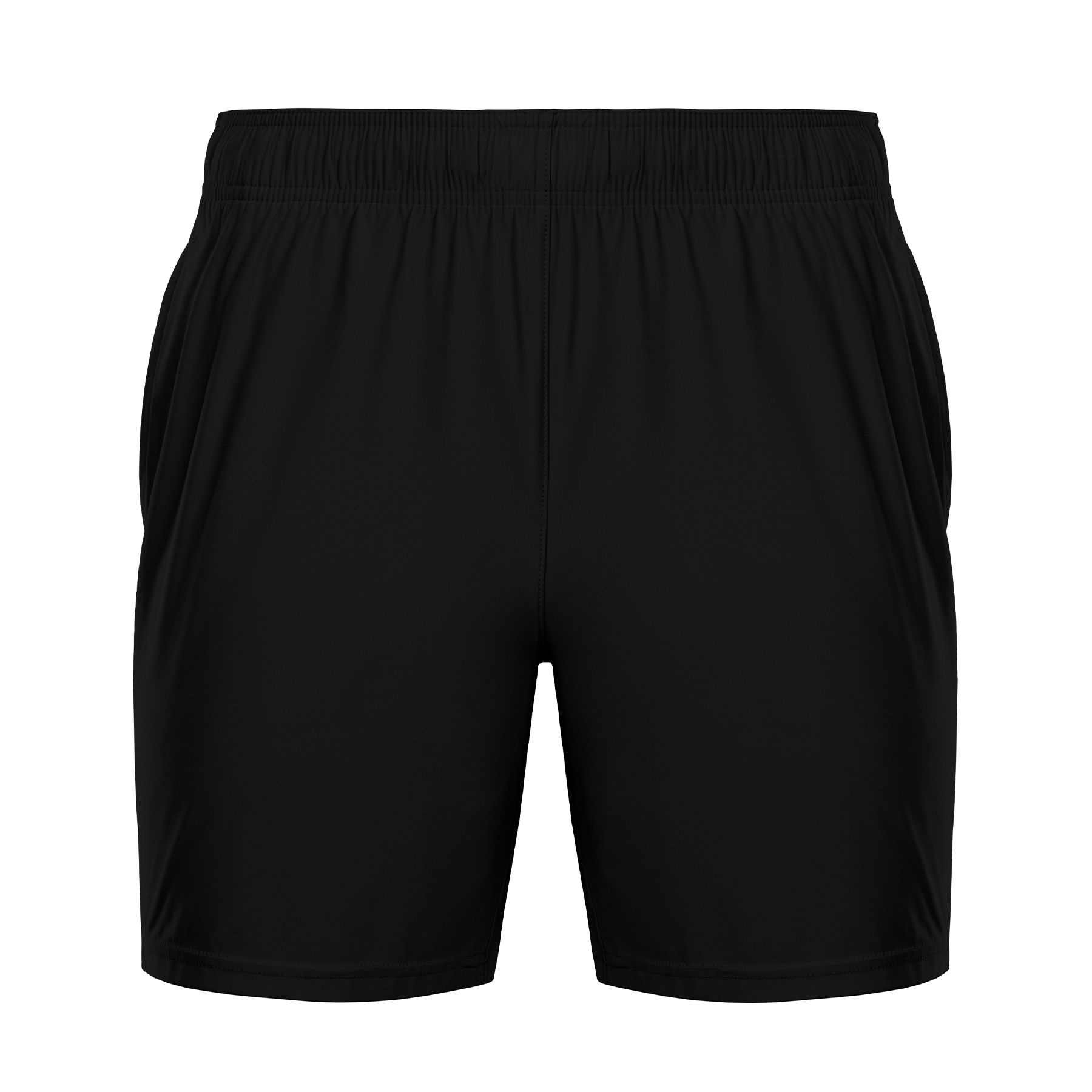 A pair of black youth baseball training shorts with a visible white PG Homeplate logo on the left leg. The shorts have an elastic waistband, mesh side piecing, and side pockets.