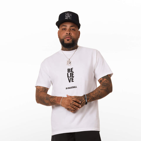 BELIEVE IN BASEBALL STACKED TEE