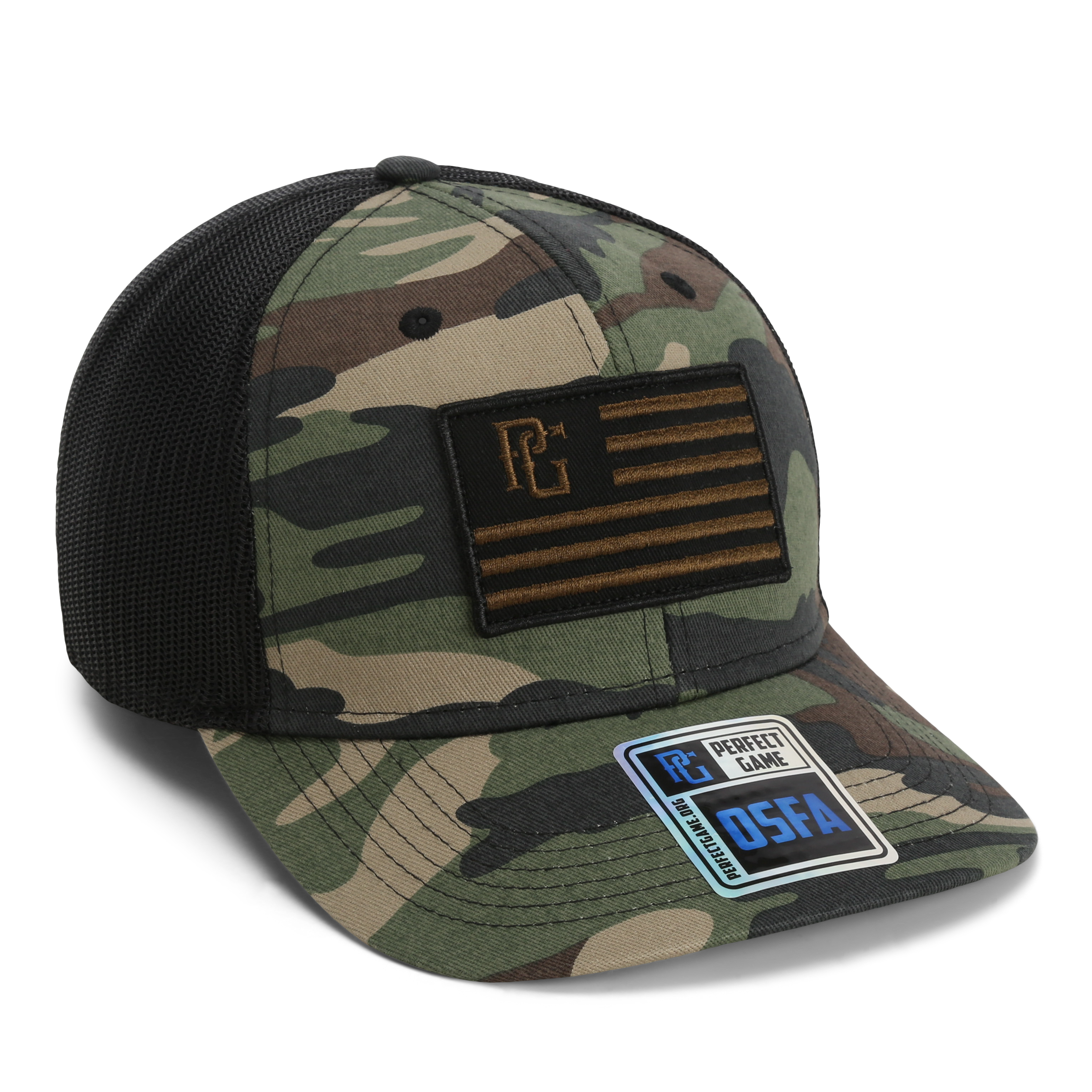 The Trucker PG Flag - Camo/Black - Perfect Game Apparel