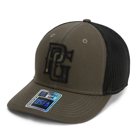 The Trucker Camo PG - Olive/Black - Perfect Game Apparel